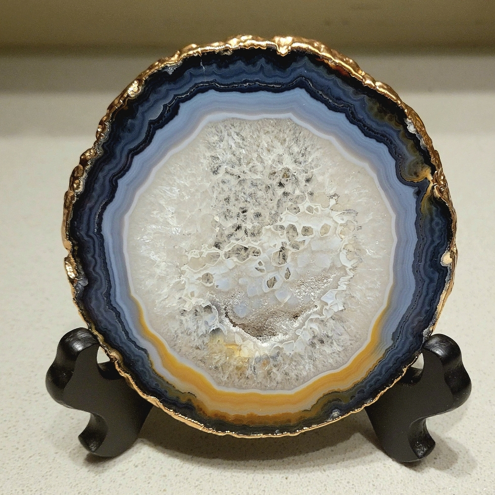 5" Agate 24K Gold Plated ~ Crystal Druzy